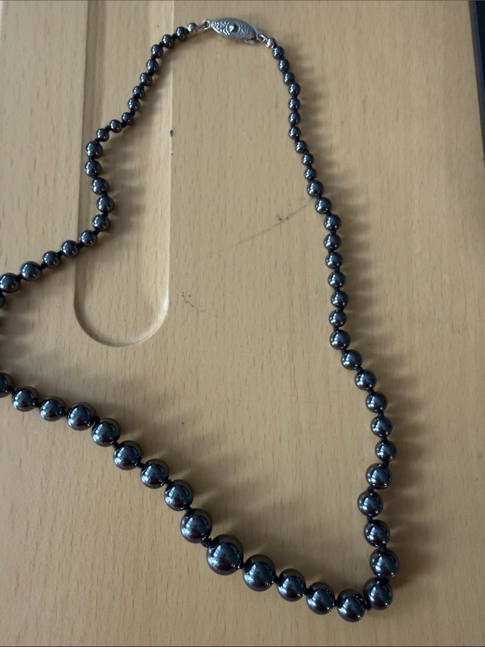 Classic Hematite Bead Necklace - Black Hematite Style